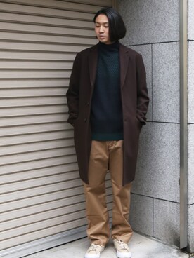 「FACTOTUM（ファクトタム）のアイテム（チェスターコート）」を使った、FACTOTUM_Teraoさん（メンズ・176cm）の秋コーディネート