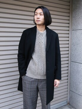 「FACTOTUM（ファクトタム）のアイテム（チェスターコート）」を使った、FACTOTUM_Teraoさん（メンズ・176cm）の秋コーディネート