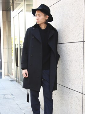 「FACTOTUM（ファクトタム）のアイテム（トレンチコート）」を使った、FACTOTUM_Teraoさん（メンズ・176cm）の冬コーディネート