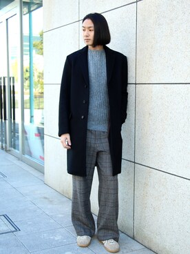 「FACTOTUM（ファクトタム）のアイテム（チェスターコート）」を使った、FACTOTUM_Teraoさん（メンズ・176cm）の冬コーディネート