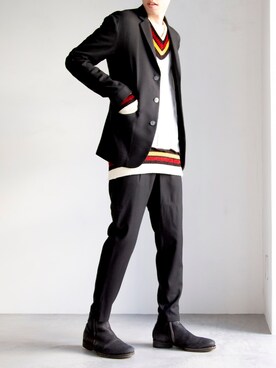 【FACTOTUM】カットジャージ2ボタントラベルジャケットを使ったメンズ人気ファッションコーディネート - WEAR