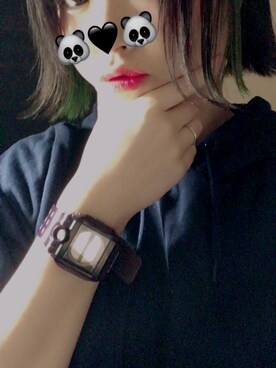 「アイテム（腕時計、パープル系）」を使った、かみつれさん（レディース・162cm）の冬コーディネート