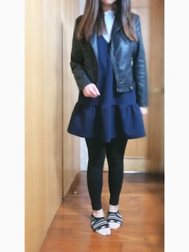 「TAIPEI」｜「アイテム（ライダースジャケット）」を使った、𝕊𝕒𝕪𝕒さん（レディース・161cm）の冬コーディネート