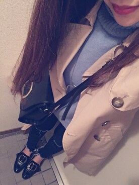 「水色」｜「アイテム（トレンチコート）」を使った、みーる♛♡﻿さん（レディース・157cm）の春コーディネート