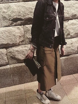 「CELINE」｜「アイテム（デニムジャケット）」を使った、RIHOさん（レディース・161cm）の夏コーディネート