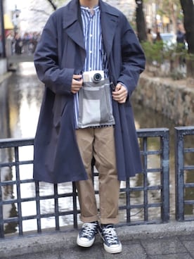 「my beautiful landlet（マイビューティフルランドレット）のアイテム（バッグ）」を使った、Yugoさん（メンズ・168cm）の冬コーディネート