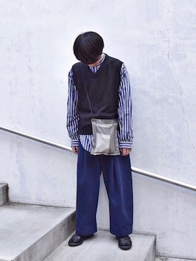 「my beautiful landlet（マイビューティフルランドレット）のアイテム（バッグ）」を使った、Yugoさん（メンズ・169cm）の春コーディネート