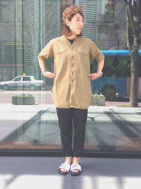 「orslow」｜「アイテム（スラックス）」を使った、Emika Abeさん（レディース・162cm）の春コーディネート