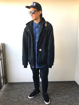 「nike sb 」｜「アイテム（ジャケット/アウター）」を使った、魔裟さん（メンズ・180cm）の春コーディネート