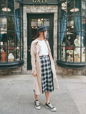 「CECIL McBEE（セシルマクビー）のアイテム（帽子）」を使った、謝雅瑩さん（レディース・163cm）の春コーディネート