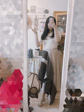 「rienda（リエンダ）のアイテム（スカート、ブラウン系）」を使った、園崎みゆさん（レディース・153cm）の春コーディネート