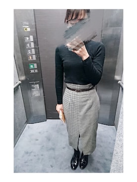 「リブタートルネック」｜「アイテム（その他シューズ）」を使った、hochikisuさん（レディース・155cm）の秋コーディネート