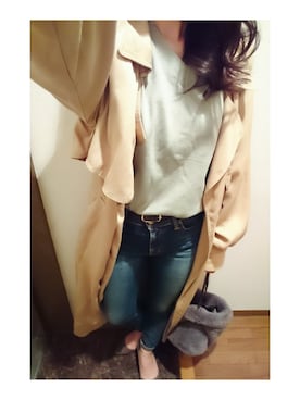 「アイテム（パンプス、グレー系）」を使った、hochikisuさん（レディース・155cm）の春コーディネート