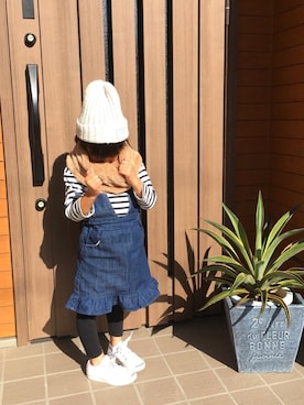 「こども ビームス（コドモビームス）のアイテム（スリッポン）」を使った、ha.ra.chanさん（キッズ・100cm）の秋コーディネート
