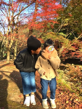 「こども ビームス（コドモビームス）のアイテム（スリッポン）」を使った、ha.ra.chanさん（キッズ・100cm）の秋コーディネート
