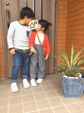 「きょうだい」｜「アイテム（スウェット）」を使った、ha.ra.chanさん（キッズ・100cm）の秋コーディネート
