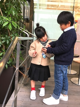 「こども ビームス（コドモビームス）のアイテム（スリッポン）」を使った、ha.ra.chanさん（キッズ・100cm）の冬コーディネート
