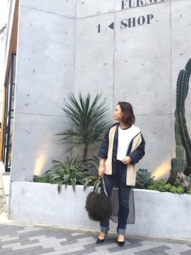 「TODAYFUL（トゥデイフル）のアイテム（モッズコート）」を使った、ERINA  TAMOTSUさん（レディース・153cm）の冬コーディネート