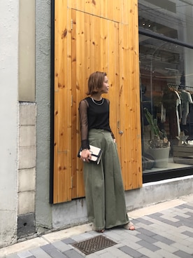 「アイテム（チノパンツ）」を使った、ERINA  TAMOTSUさん（レディース・153cm）の秋コーディネート