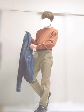 「秋のブラウンスタイル」｜「アイテム（デニムジャケット）」を使った、Chrisさん（メンズ・175cm）の秋コーディネート