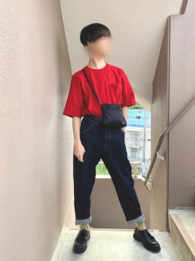 「SPINNS(スピンズ)のアイテム(ボディバッグ/ウエストポーチ)」を使った、Chrisさん(メンズ・175cm)の夏コーディネート