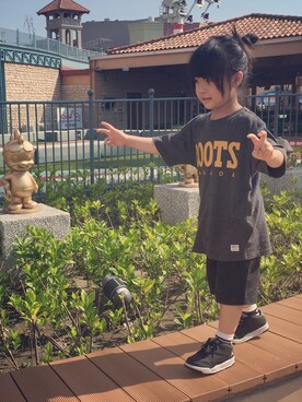 「roots（ルーツ）のアイテム（Tシャツ/カットソー）」を使った、ch yuさん（キッズ・100cm）の夏コーディネート