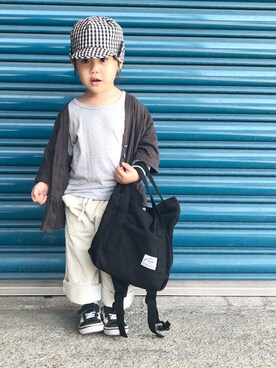 「F.O.KIDS（エフオーキッズ）のアイテム（バッグ）」を使った、ch yuさん（キッズ・90cm）の秋コーディネート