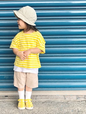 「OSHKOSH（オシュコシュ）のアイテム（レッグウェア）」を使った、ch yuさん（キッズ・90cm）の冬コーディネート