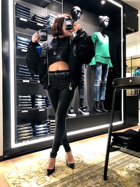 「DIESEL（ディーゼル）のアイテム（ブルゾン）」を使った、mai takadaさん（レディース・157cm）の秋コーディネート