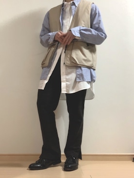 「MANUAL ALPHABET（マニュアル アルファベット）のアイテム（パンツ）」を使った、ケケ。さん（メンズ・164cm）の春コーディネート