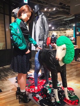 「DIESEL（ディーゼル）のアイテム（ブルゾン）」を使った、長谷川 美月さん（レディース・154cm）の秋コーディネート