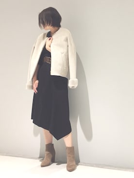 「RIVEDROITE」｜「アイテム（ムートンコート）」を使った、asuka.kさん（レディース・160cm）の秋コーディネート