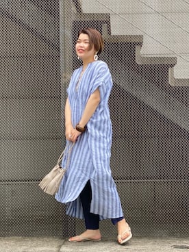 「RIVEDROITE」｜「アイテム（スラックス）」を使った、asuka.kさん（レディース・161cm）の夏コーディネート
