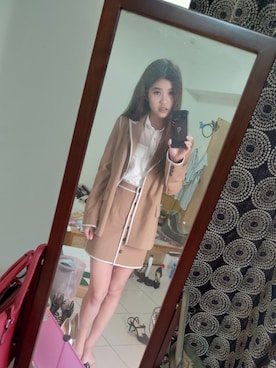 「Marjorie（マージョリー）のアイテム（ジャケット/アウター）」を使った、Lin Hsin Jungさん（レディース・162cm）の春コーディネート