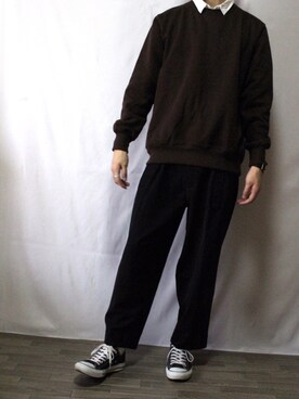 「H&M（エイチ・アンド・エム）のアイテム（シャツ/ブラウス、ホワイト系）」を使った、takuさん（メンズ・176cm）の秋コーディネート