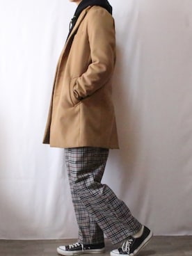 「INHERIT（インヘリット）のアイテム（チェスターコート）」を使った、takuさん（メンズ・177cm）の秋コーディネート