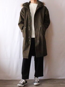 「CASPER JOHN（キャスパージョン）のアイテム（モッズコート）」を使った、takuさん（メンズ・177cm）の秋コーディネート