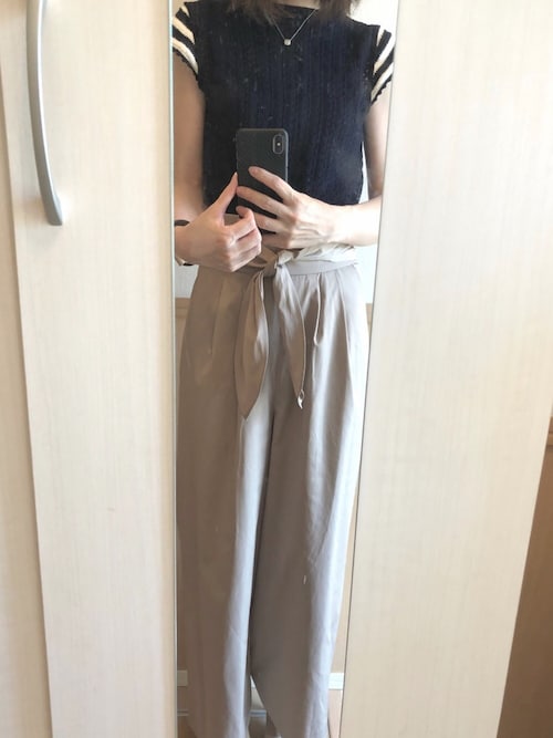 最終値下げ　ノーブル　ハイウエスト　サッシュベルト風パンツ　38 Noble（ノーブル）の「ハイウエストサッシュベルト風パンツ