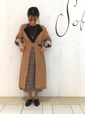 「SOFFITTO（ソフィット）のアイテム（その他アウター）」を使った、TANAKA.mさん（レディース・152cm）の秋コーディネート