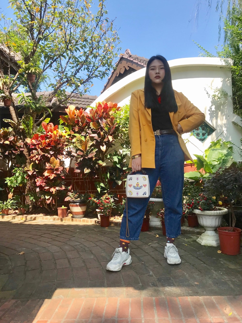 「ootd」｜「PUMAのPUMA プーマ サンダー スペクトル (MEN メンズ)（スニーカー、ブラック系）」を使った、Hsuanさん（レディース・163cm）の秋コーディネートの1枚目の写真