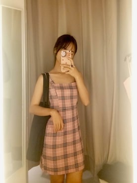 「アイテム（ドレス、ピンク系）」を使った、ニュンさん（レディース・163cm）の秋コーディネート