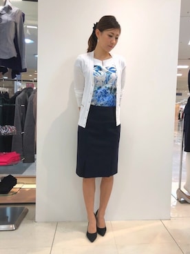 「アイテム（スーツスカート）」を使った、Francescaさん（レディース・160cm）の冬コーディネート