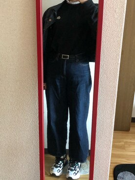 「LOWRYS FARM（ローリーズファーム）のCONEハイライズワイドデニム　800874（デニムパンツ）」を使った、みーさん（レディース・165cm）の春コーディネート