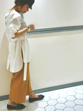 「アイテム（ドレスシューズ、ブルー系）」を使った、mai  mabuchiさん（レディース・158cm）の秋コーディネート