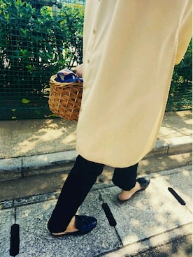 「VINTAGE（ヴィンテージ）のアイテム（かごバッグ）」を使った、mai  mabuchiさん（レディース・158cm）の秋コーディネート