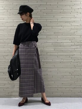 「RIVEDROITE」｜「アイテム（ライダースジャケット）」を使った、mai  mabuchiさん（レディース・158cm）の秋コーディネート