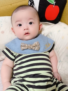 「アイテム（ママ＆ベビー、グリーン系）」を使った、koh_hさん（キッズ・80cm）の春コーディネート