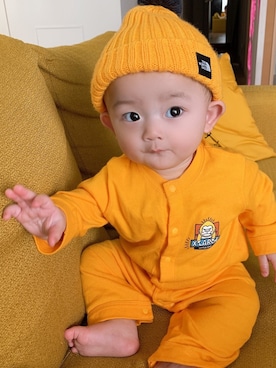 「男の子ベビー」｜「アイテム（ニットキャップ/ビーニー）」を使った、koh_hさん（キッズ・80cm）の春コーディネート