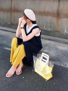 「coca（coca）（コカ）のアイテム（ハンチング/ベレー帽）」を使った、minmin08_さん（レディース・160cm）の夏コーディネート