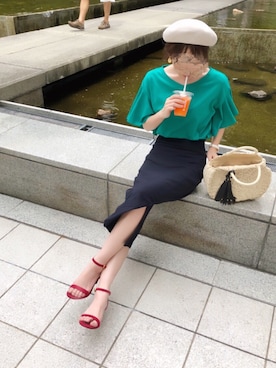 「coca（coca）（コカ）のアイテム（ハンチング/ベレー帽）」を使った、minmin08_さん（レディース・160cm）の夏コーディネート